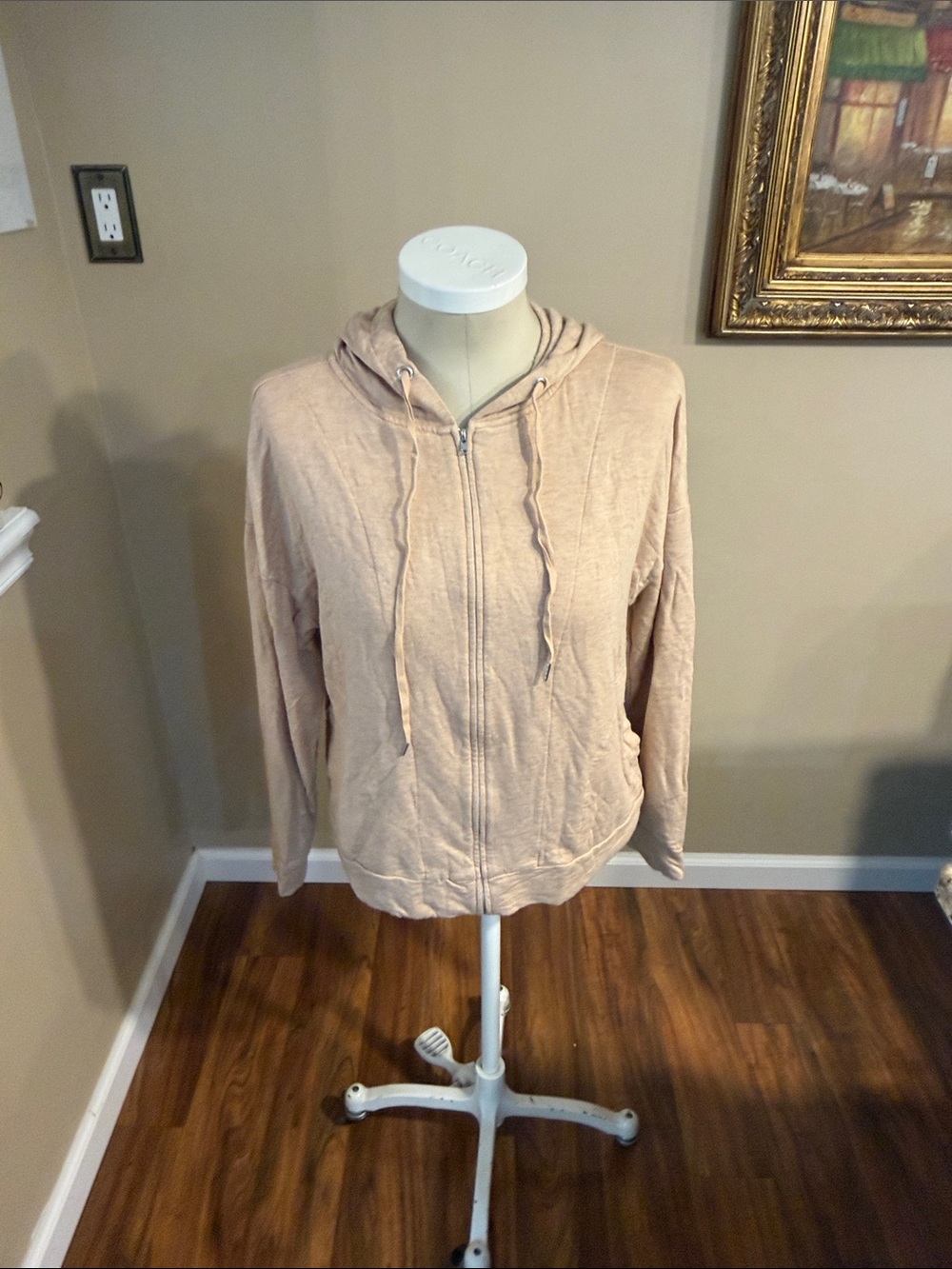 Soma Light Beige Zip-Up Hoodie with Hood